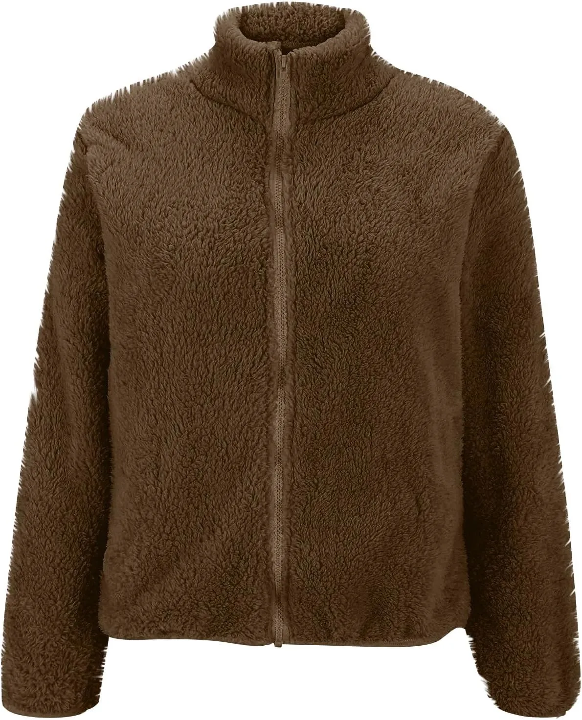 2024 Womens Winter Coats Long Sleeve High Collar Zip up Casual Comfy Warm Plush Loose Jackets with Pockets