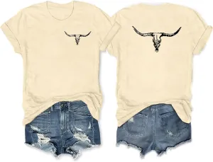 Anbech Womens Western Graphic Cowgirls Shirt Rodeo Print Tops Short Sleeve Cowboy Tops