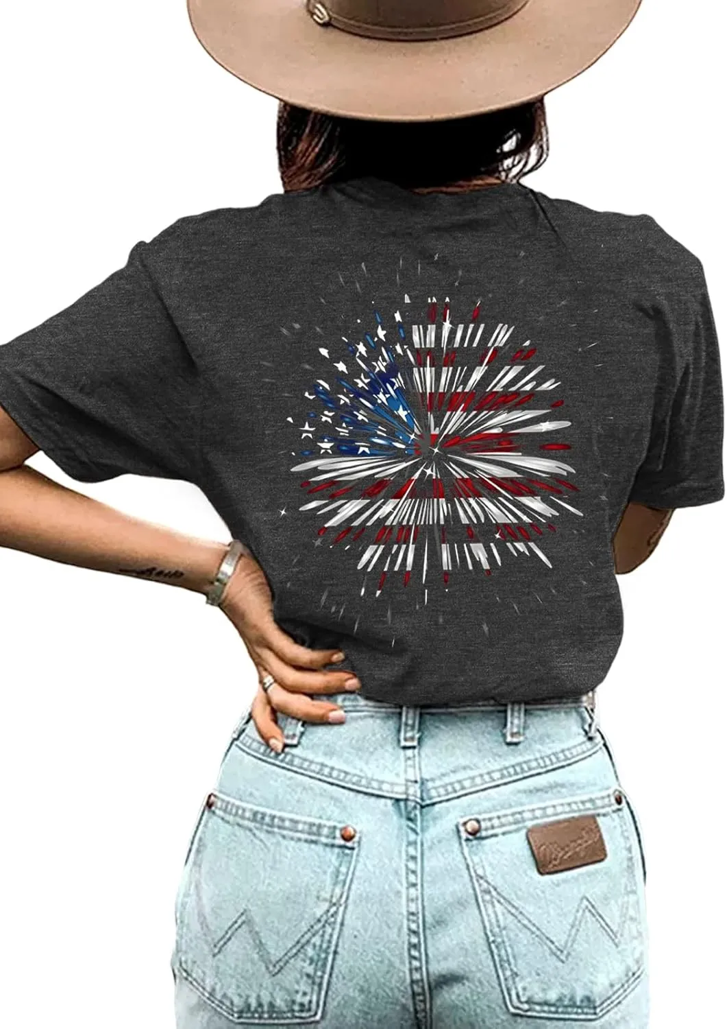 Anbech Womens Western Graphic Cowgirls Shirt Rodeo Print Tops Short Sleeve Cowboy Tops