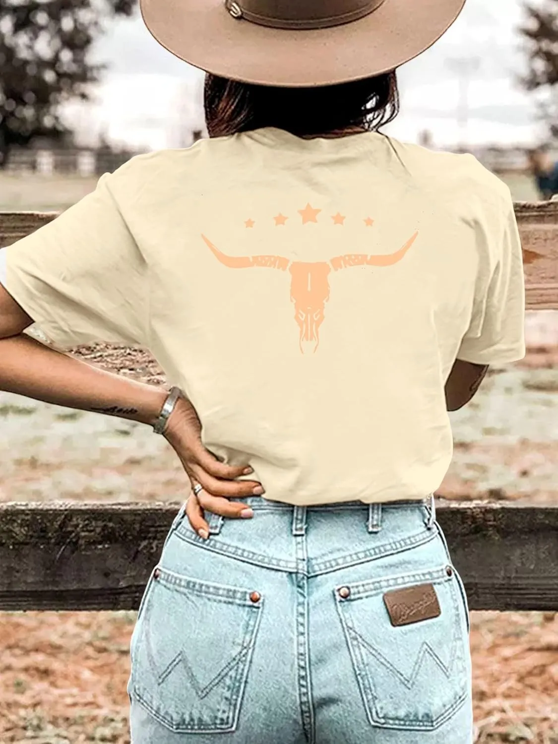 Anbech Womens Western Graphic Cowgirls Shirt Rodeo Print Tops Short Sleeve Cowboy Tops