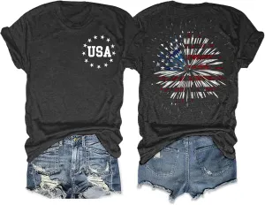 Anbech Womens Western Graphic Cowgirls Shirt Rodeo Print Tops Short Sleeve Cowboy Tops