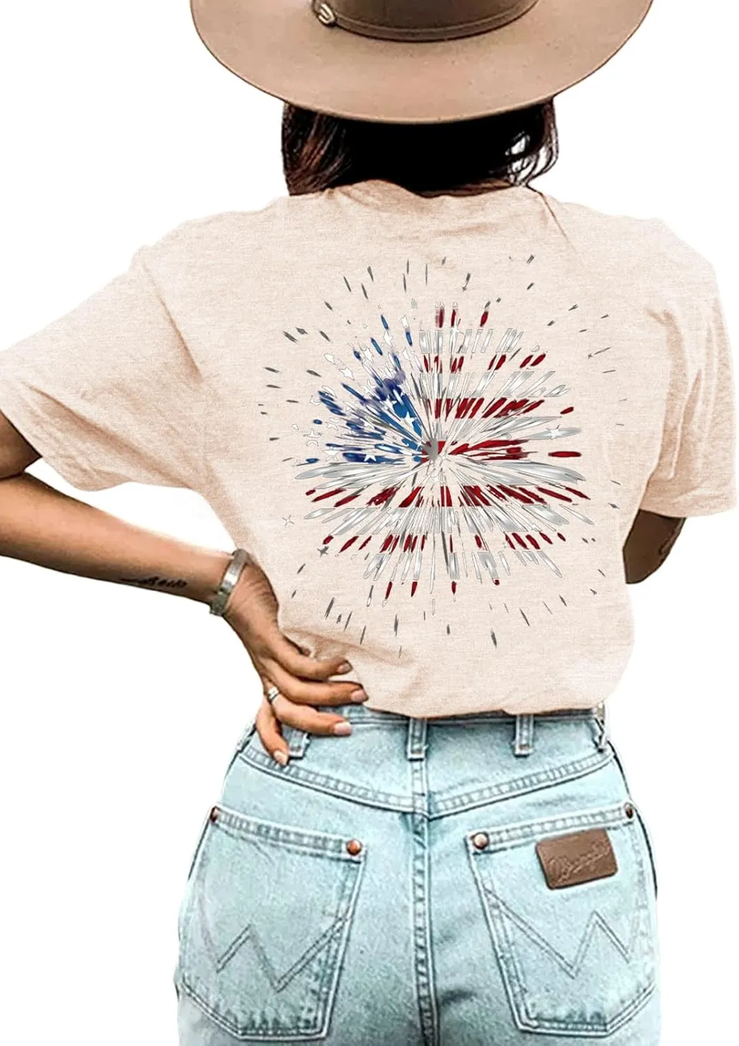 Anbech Womens Western Graphic Cowgirls Shirt Rodeo Print Tops Short Sleeve Cowboy Tops