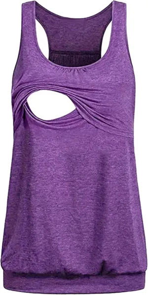 Andongnywell Plus Size Tank Tops Breastfeeding Shirt Women?s Maternity Nursing Vest Sleeveless Tops