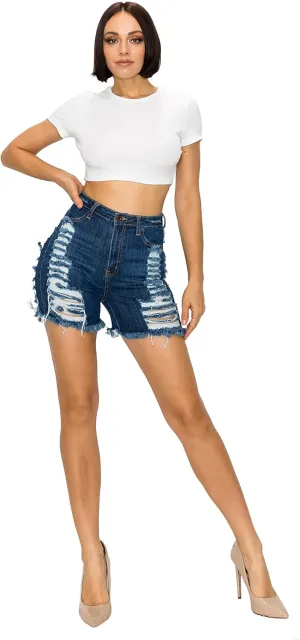 Aphrodite Ripped Denim Shorts Jeans - Women's Destroyed Distressed Denim Short Pants