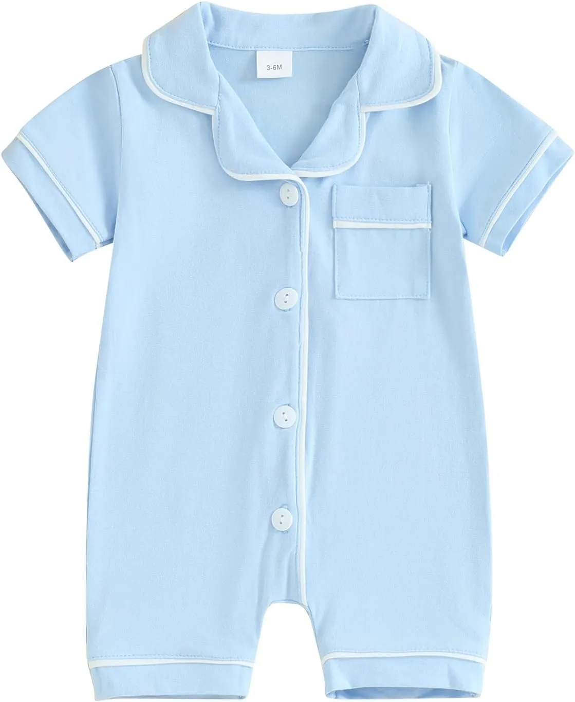 Baby Boy Girl Pajamas Romper Cute Short Sleeve Button Down Jumpsuit Sleepwear Infant Sleepers
