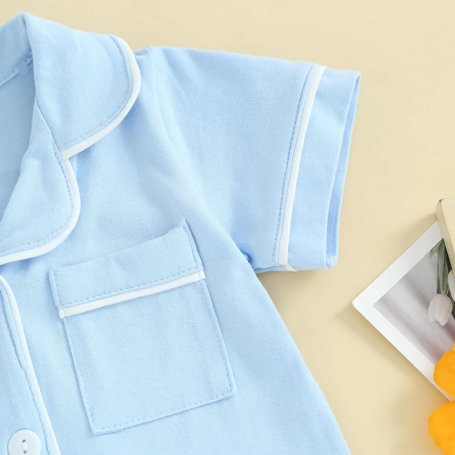 Baby Boy Girl Pajamas Romper Cute Short Sleeve Button Down Jumpsuit Sleepwear Infant Sleepers