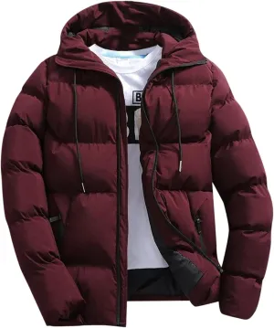 Big and Tall Padded Jacket for Men Thicken Puffer Coat with Hood Lightweight Parkas Stylish Winter Coats Bubble Coat