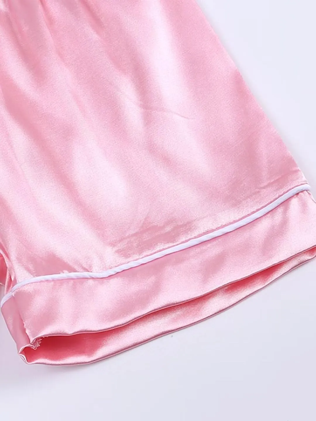 Boys Girls Pajamas Set 4Pjs Long Sleeve Button-Up Top Satin Pajamas Sets Loungewear, 5-14 Years