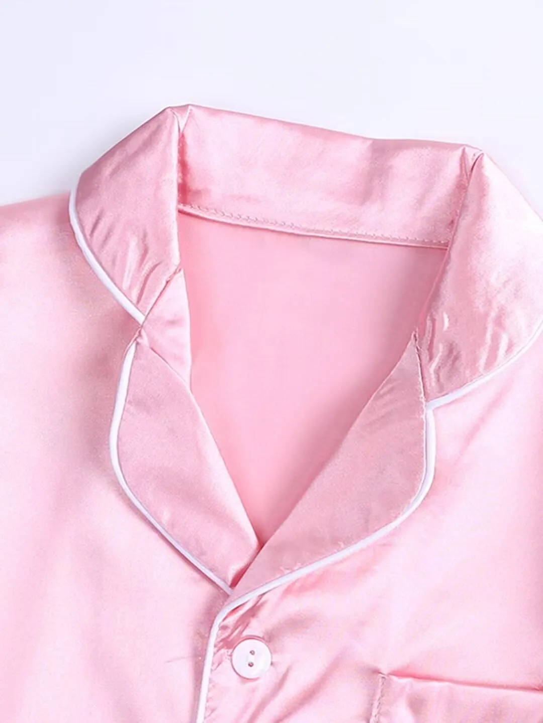 Boys Girls Pajamas Set 4Pjs Long Sleeve Button-Up Top Satin Pajamas Sets Loungewear, 5-14 Years