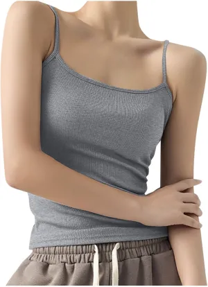 Camisoles for Women Summer Casual Ribbed Knit Tank Tops Sleeveless Solid Color Undershirts Trendy Comfy Shirts