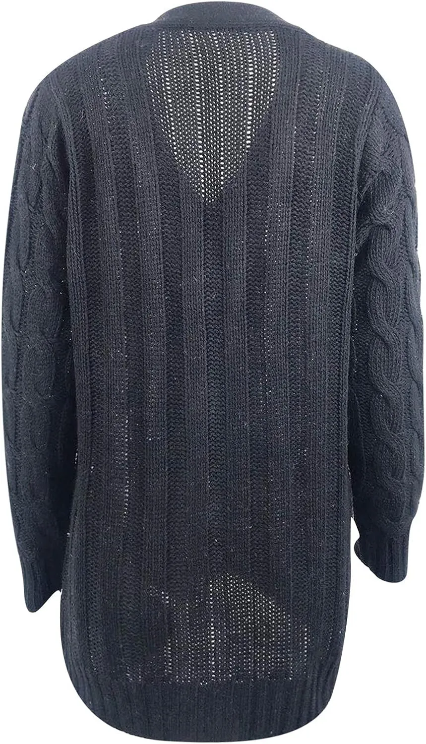 Cardigan Sweaters for Women 2024 Casual Long Sleeve Button Down Open Front Jackets Plus Size Cable Knit Sweater with Pockets