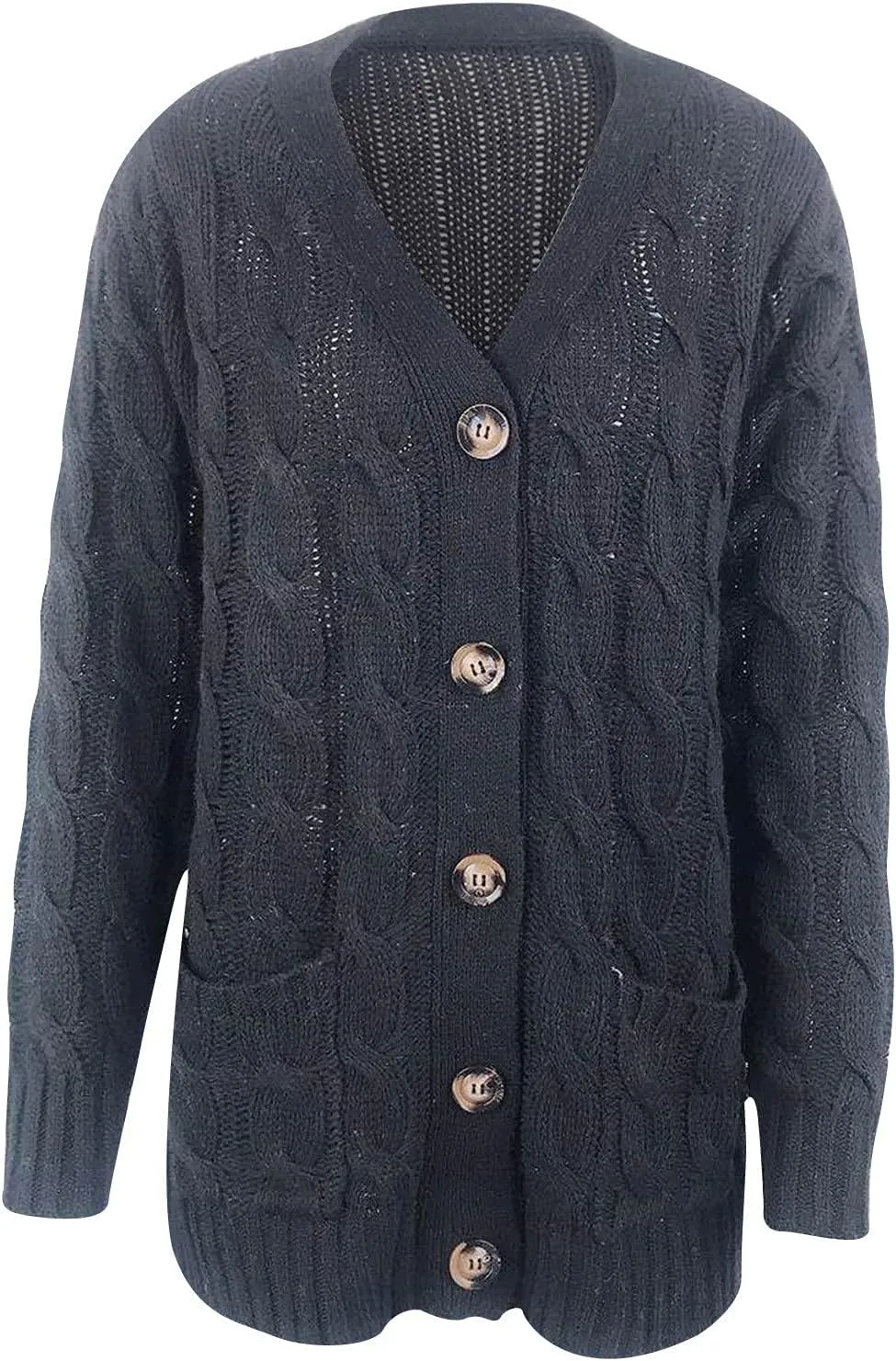 Cardigan Sweaters for Women 2024 Casual Long Sleeve Button Down Open Front Jackets Plus Size Cable Knit Sweater with Pockets