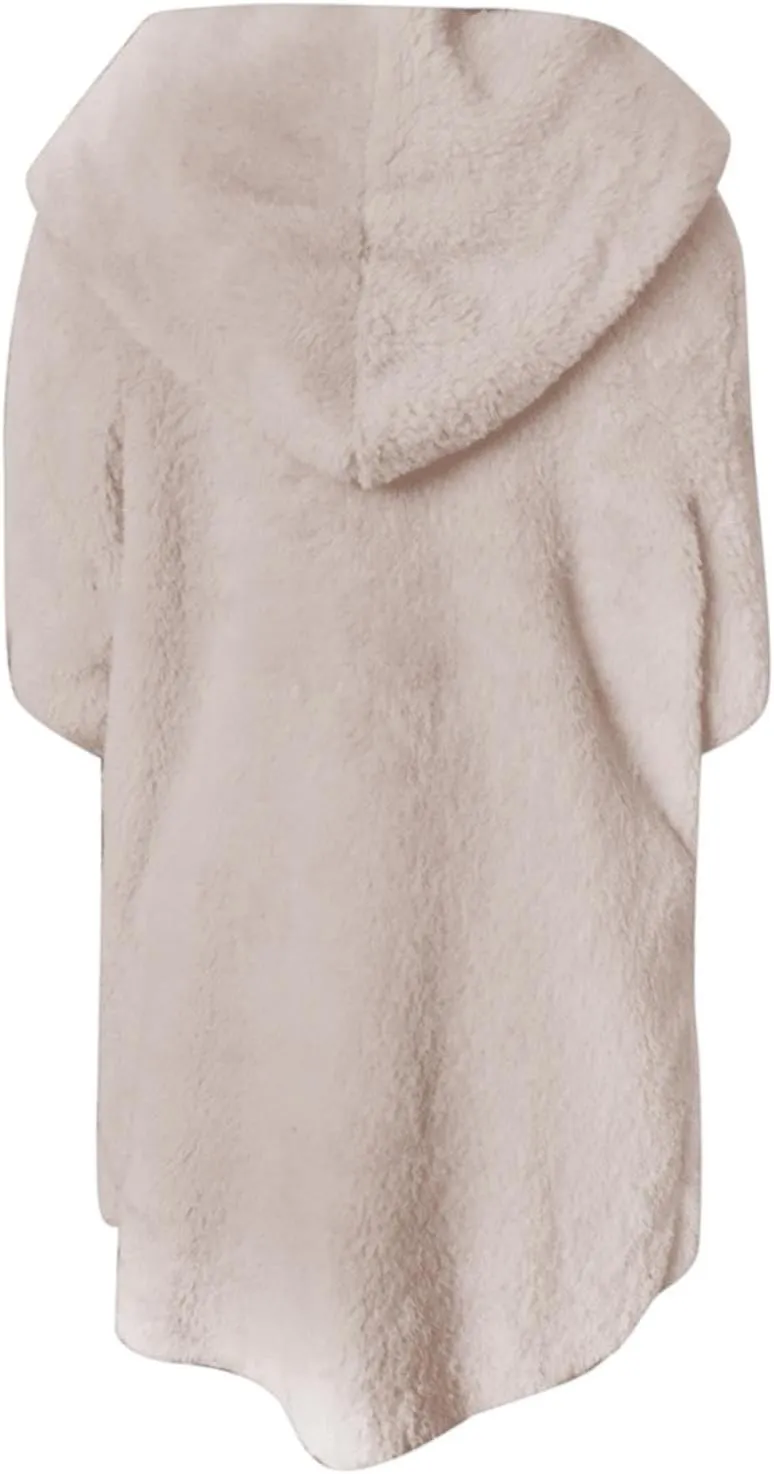 Cardigan Sweaters for Women Plus Size Long Sleeve Solid Fuzzy Fleece Open Front Hooded Cardigans Coats Casual Sherpa Jacket