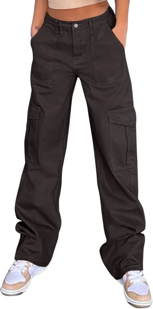Cargo Pants Women High Waisted Casual Baggy Stretchy Wide Leg Military Trousers Y2K Streetwear Jogger Sweatpants