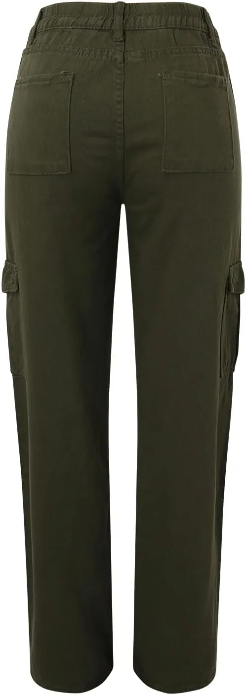 Cargo Pants Women High Waisted Casual Baggy Stretchy Wide Leg Military Trousers Y2K Streetwear Jogger Sweatpants