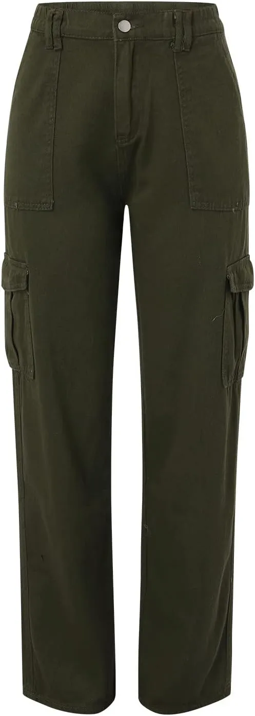 Cargo Pants Women High Waisted Casual Baggy Stretchy Wide Leg Military Trousers Y2K Streetwear Jogger Sweatpants
