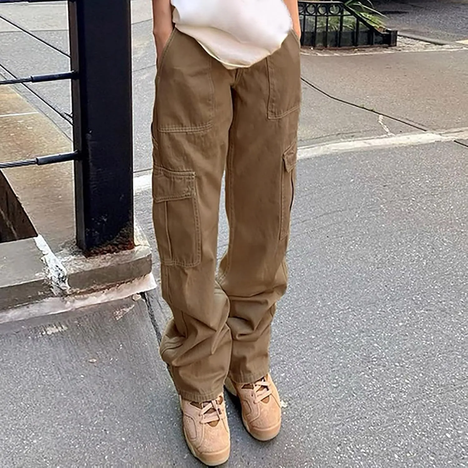 Cargo Pants Women High Waisted Casual Baggy Stretchy Wide Leg Military Trousers Y2K Streetwear Jogger Sweatpants