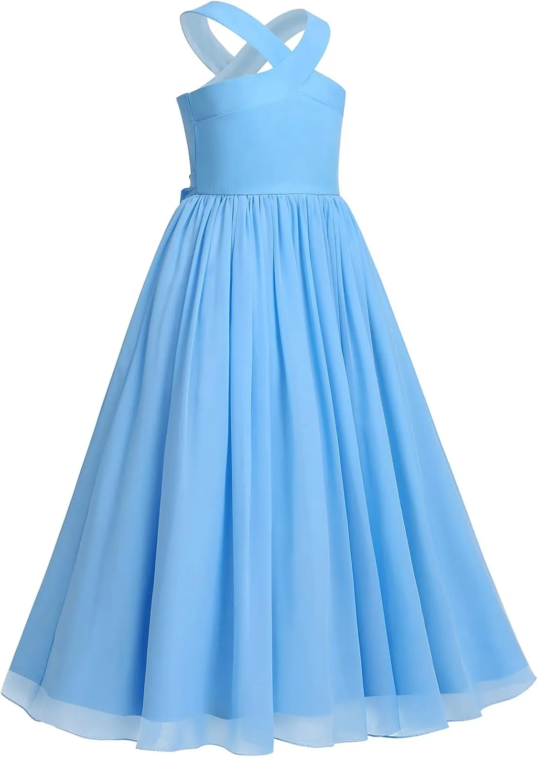 Chiffon Prom Formal Party Princess Bridesmaid Flower Girl's Dress for Kids Halter Backless Holiday Evening Gown