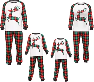 Christmas Pajamas,Family Christmas Pjs Matching Sets Holiday Jammies Letter Print Top and Plaid Pants Xmas Sleepwear