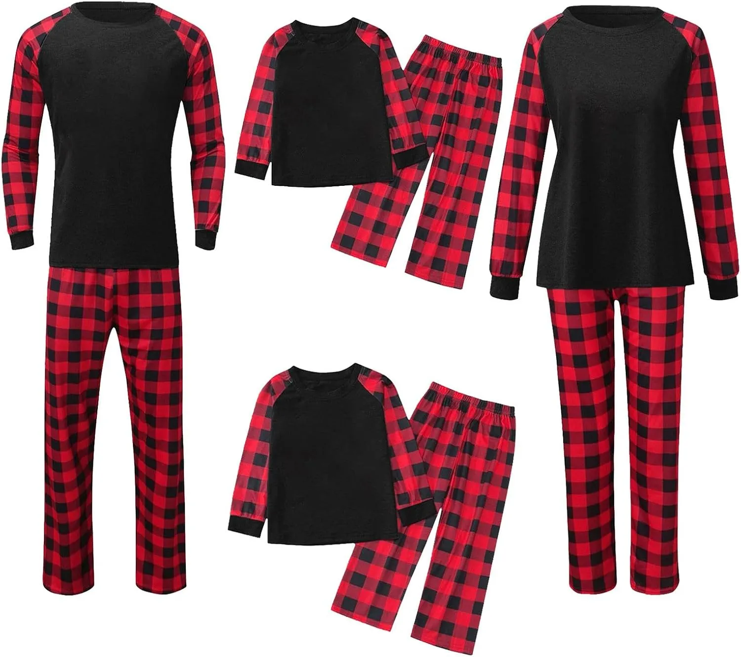 Christmas Pajamas,Family Christmas Pjs Matching Sets Holiday Jammies Letter Print Top and Plaid Pants Xmas Sleepwear