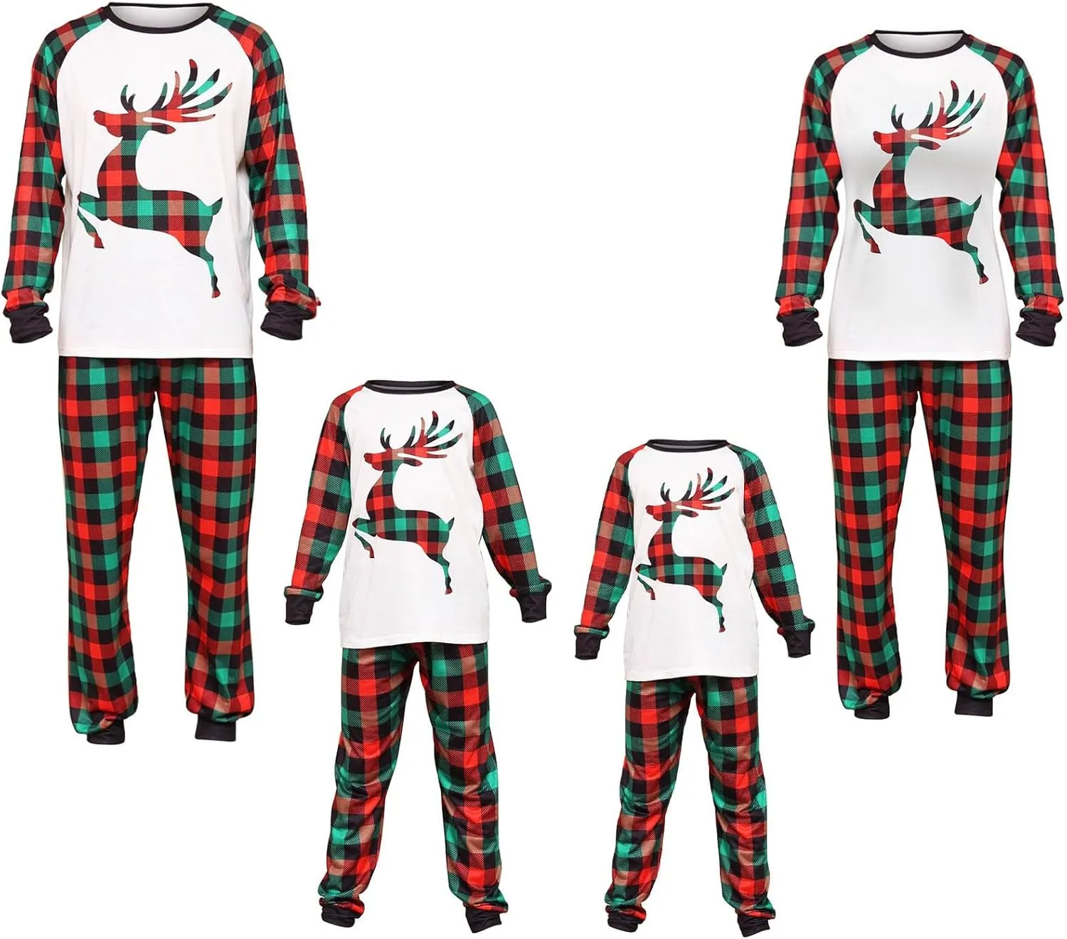 Christmas Pajamas,Family Christmas Pjs Matching Sets Holiday Jammies Letter Print Top and Plaid Pants Xmas Sleepwear