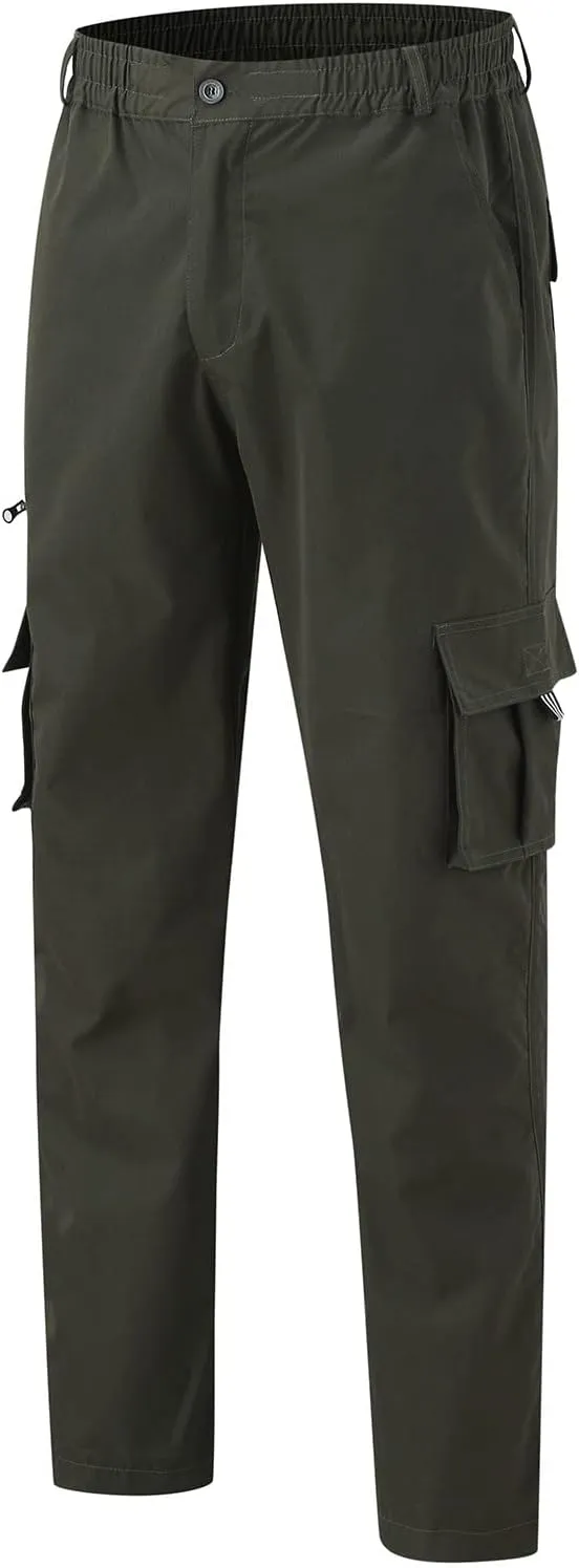 Classic Large Size Men's Pants with Pockets Comfortable Stretch Sweatpants Autumn and Winter Solid Color Cargo Pants