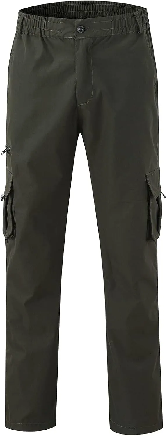 Classic Large Size Men's Pants with Pockets Comfortable Stretch Sweatpants Autumn and Winter Solid Color Cargo Pants