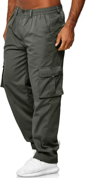 Classic Large Size Men's Pants with Pockets Comfortable Stretch Sweatpants Autumn and Winter Solid Color Cargo Pants