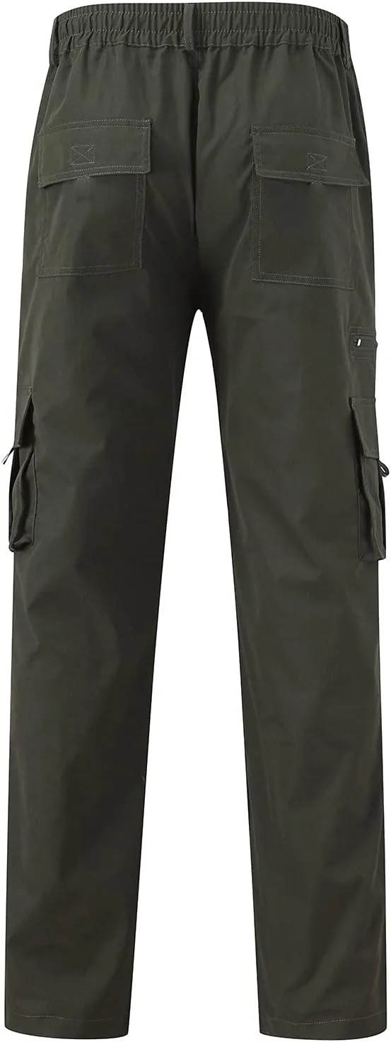 Classic Large Size Men's Pants with Pockets Comfortable Stretch Sweatpants Autumn and Winter Solid Color Cargo Pants
