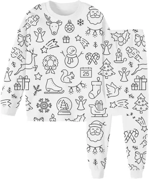Colorable Pajamas for Kids Funny DIY Hand Painted Homewear Set Color Your Own Pajamas You Can Color with Markers