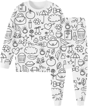 Colorable Pajamas for Kids Funny DIY Hand Painted Homewear Set Color Your Own Pajamas You Can Color with Markers