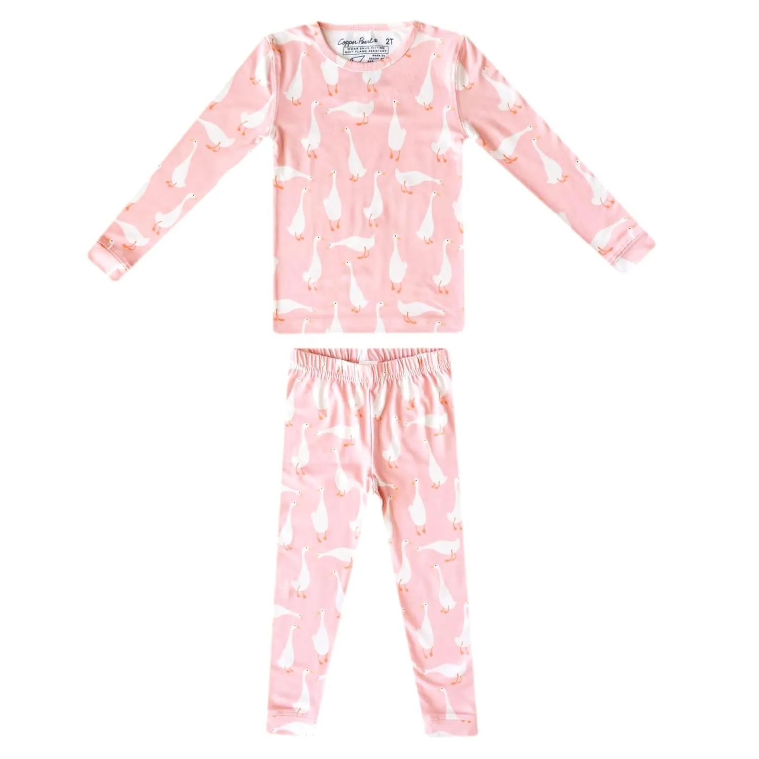 Copper Pearl Two Piece Long Sleeve Toddler Pajamas PJ Sets for Boys and Girls - Adorable Pattern Pajamas, Breathable Fabric to Keep Cool While Sleeping, Sizes 12 Months to 5T - Goosie
