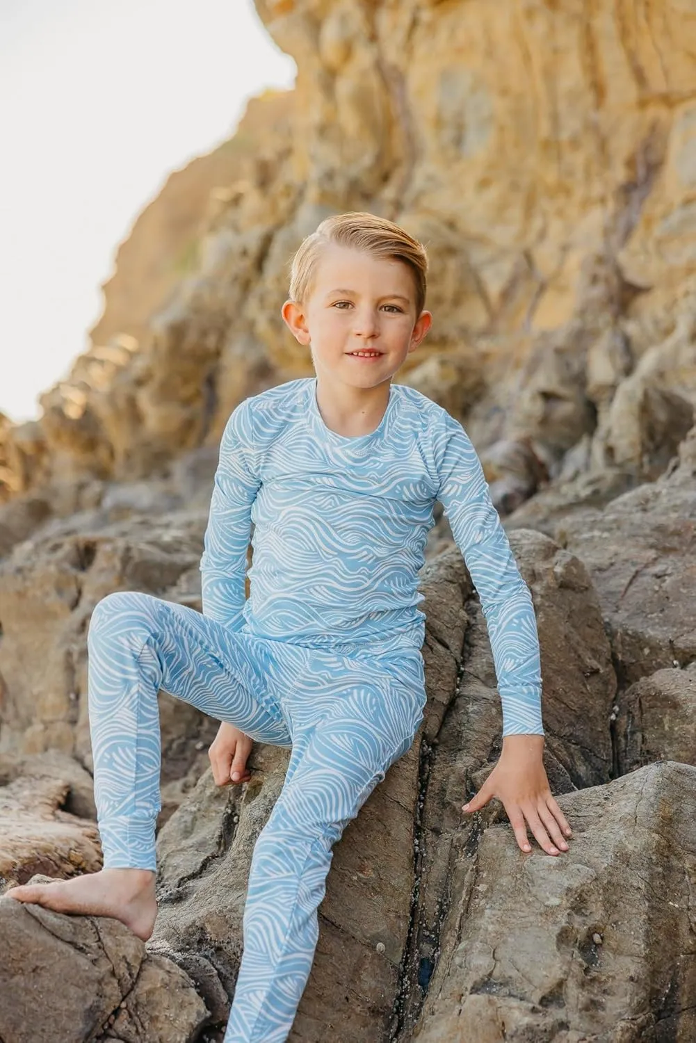 Copper Pearl Two Piece Long Sleeve Toddler Pajamas PJ Sets for Boys and Girls - Adorable Pattern Pajamas, Breathable Fabric to Keep Cool While Sleeping, Sizes 12 Months to 5T - Surf