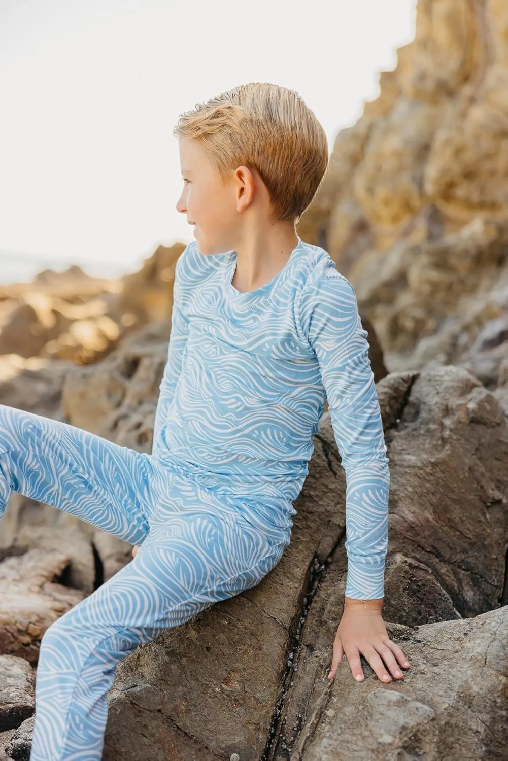 Copper Pearl Two Piece Long Sleeve Toddler Pajamas PJ Sets for Boys and Girls - Adorable Pattern Pajamas, Breathable Fabric to Keep Cool While Sleeping, Sizes 12 Months to 5T - Surf