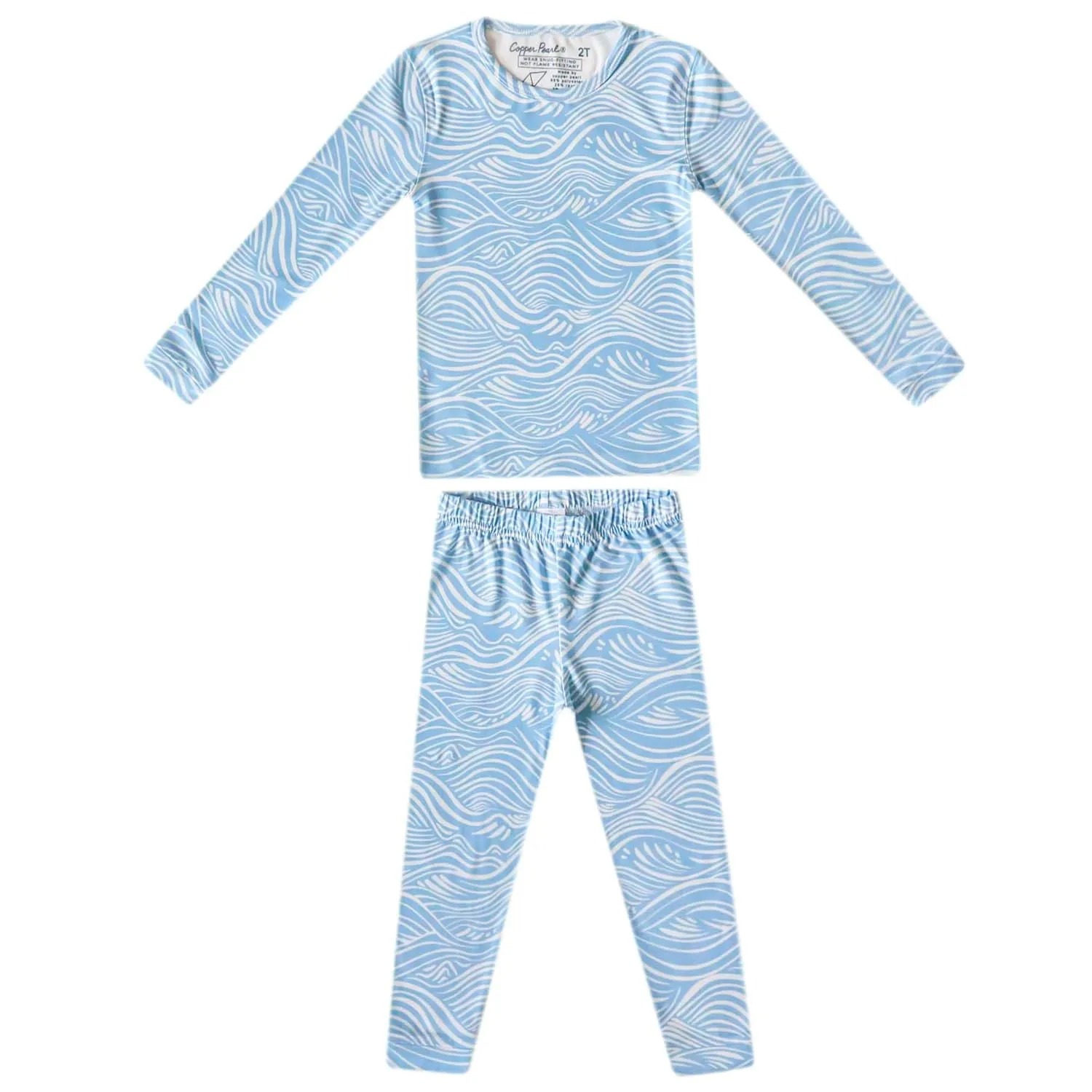 Copper Pearl Two Piece Long Sleeve Toddler Pajamas PJ Sets for Boys and Girls - Adorable Pattern Pajamas, Breathable Fabric to Keep Cool While Sleeping, Sizes 12 Months to 5T - Surf