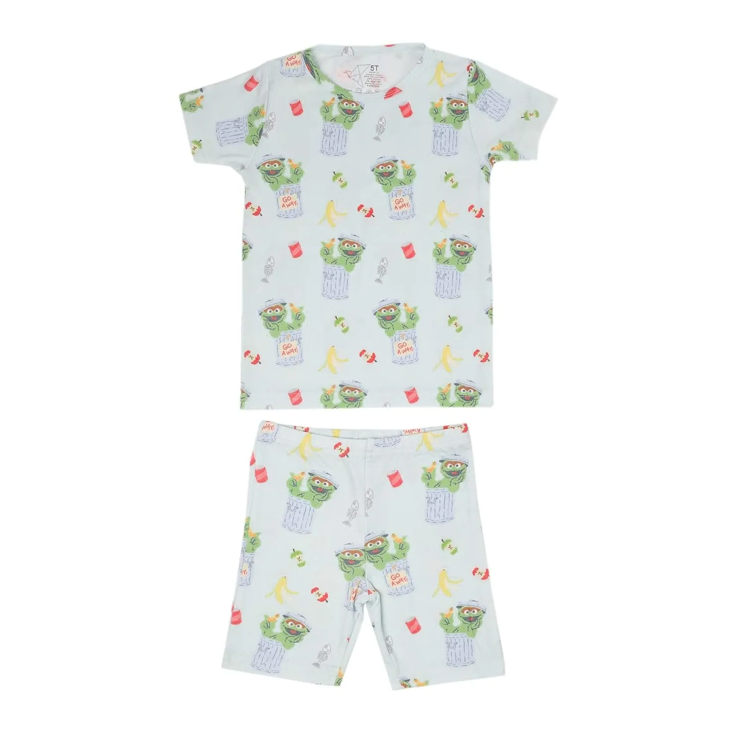 Copper Pearl Two Piece Short Sleeve Toddler Pajamas PJ Sets for Boys and Girls - Adorable Pattern Summer Pajamas Shorts to Keep Cool While Sleeping, Size 12 Months to 5T - Oscar the Grouch