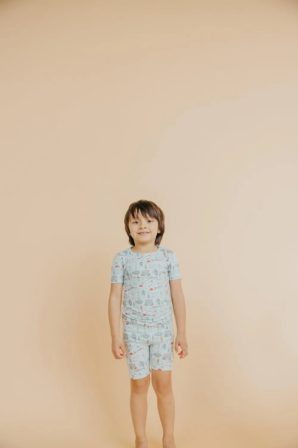 Copper Pearl Two Piece Short Sleeve Toddler Pajamas PJ Sets for Boys and Girls - Adorable Pattern Summer Pajamas Shorts to Keep Cool While Sleeping, Size 12 Months to 5T - Trout