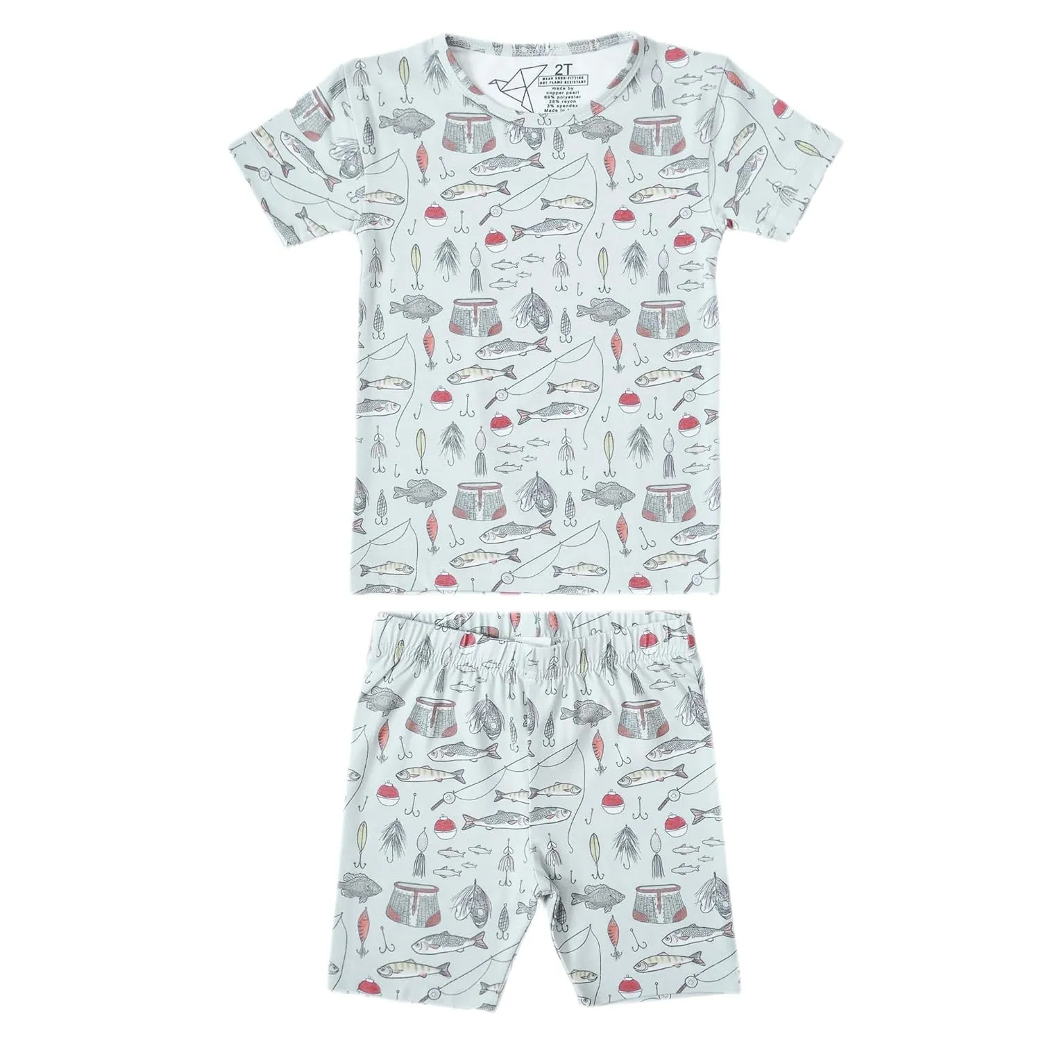 Copper Pearl Two Piece Short Sleeve Toddler Pajamas PJ Sets for Boys and Girls - Adorable Pattern Summer Pajamas Shorts to Keep Cool While Sleeping, Size 12 Months to 5T - Trout