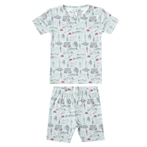 Copper Pearl Two Piece Short Sleeve Toddler Pajamas PJ Sets for Boys and Girls - Adorable Pattern Summer Pajamas Shorts to Keep Cool While Sleeping, Size 12 Months to 5T - Trout