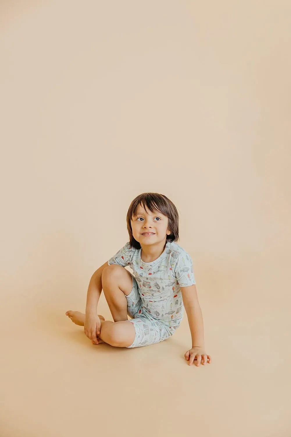 Copper Pearl Two Piece Short Sleeve Toddler Pajamas PJ Sets for Boys and Girls - Adorable Pattern Summer Pajamas Shorts to Keep Cool While Sleeping, Size 12 Months to 5T - Trout