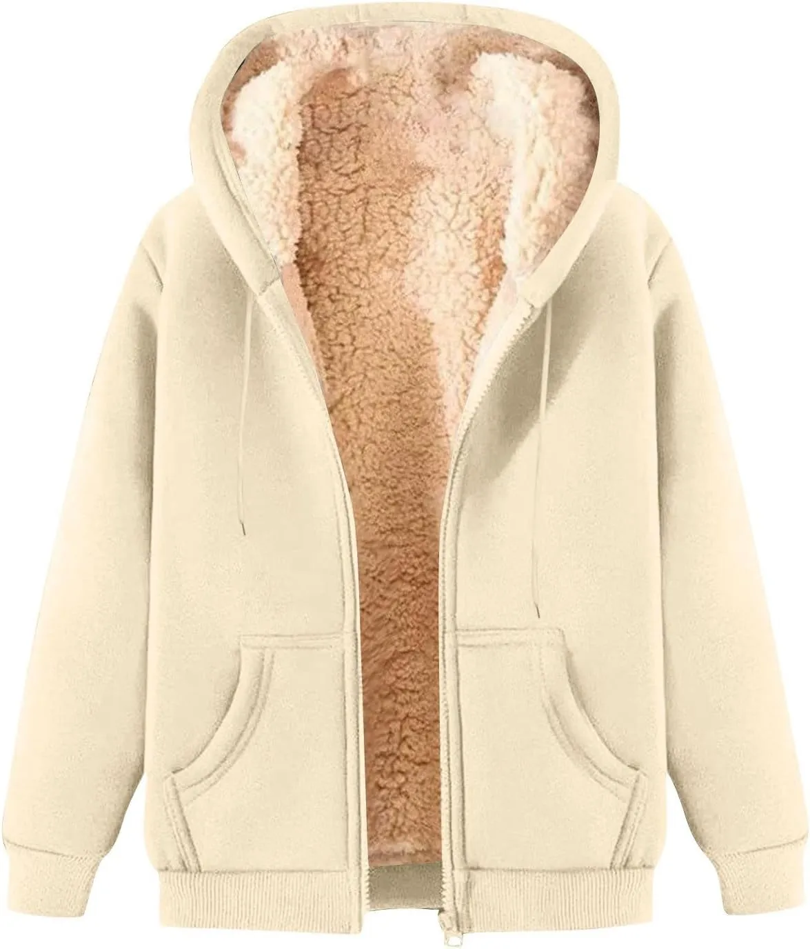 COTECRAM Hoodies for Women Winter Fleece Sweatshirt Full Zip Up Thick Sherpa Lined Hooded Jacket Coats Warm Outerwear