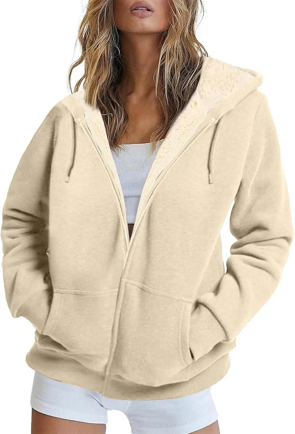 COTECRAM Hoodies for Women Winter Fleece Sweatshirt Full Zip Up Thick Sherpa Lined Hooded Jacket Coats Warm Outerwear