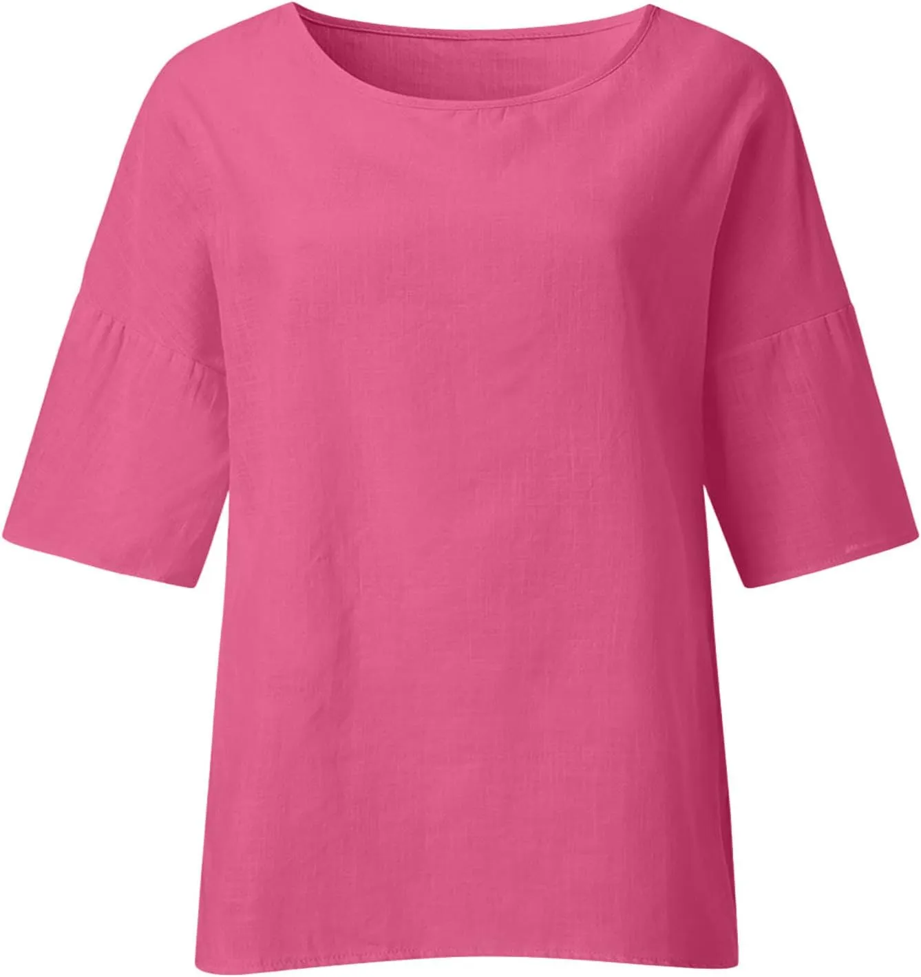 Cotton Linen Shirt Women Summer Half Sleeve Tops Solid Color Blouses Tunic Casual Loose Fitted Blouse 2025