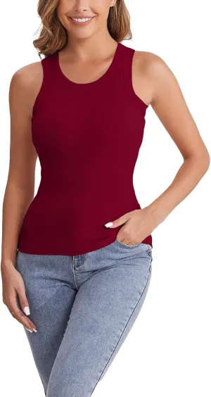 Cotton Shelf Bra Camisole Tops for Women Comfy Y2K Rib Vest Spring Summer Layering Tank Summer Outfits Cami Shirt