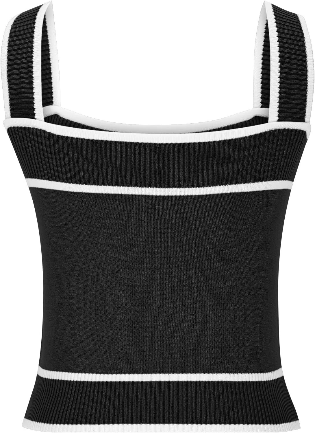 Crop Tank Tops for Women Contrast Color Soft Knit Camisole Contrast Color Square Neck Shirt Moisture Wicking Blouse