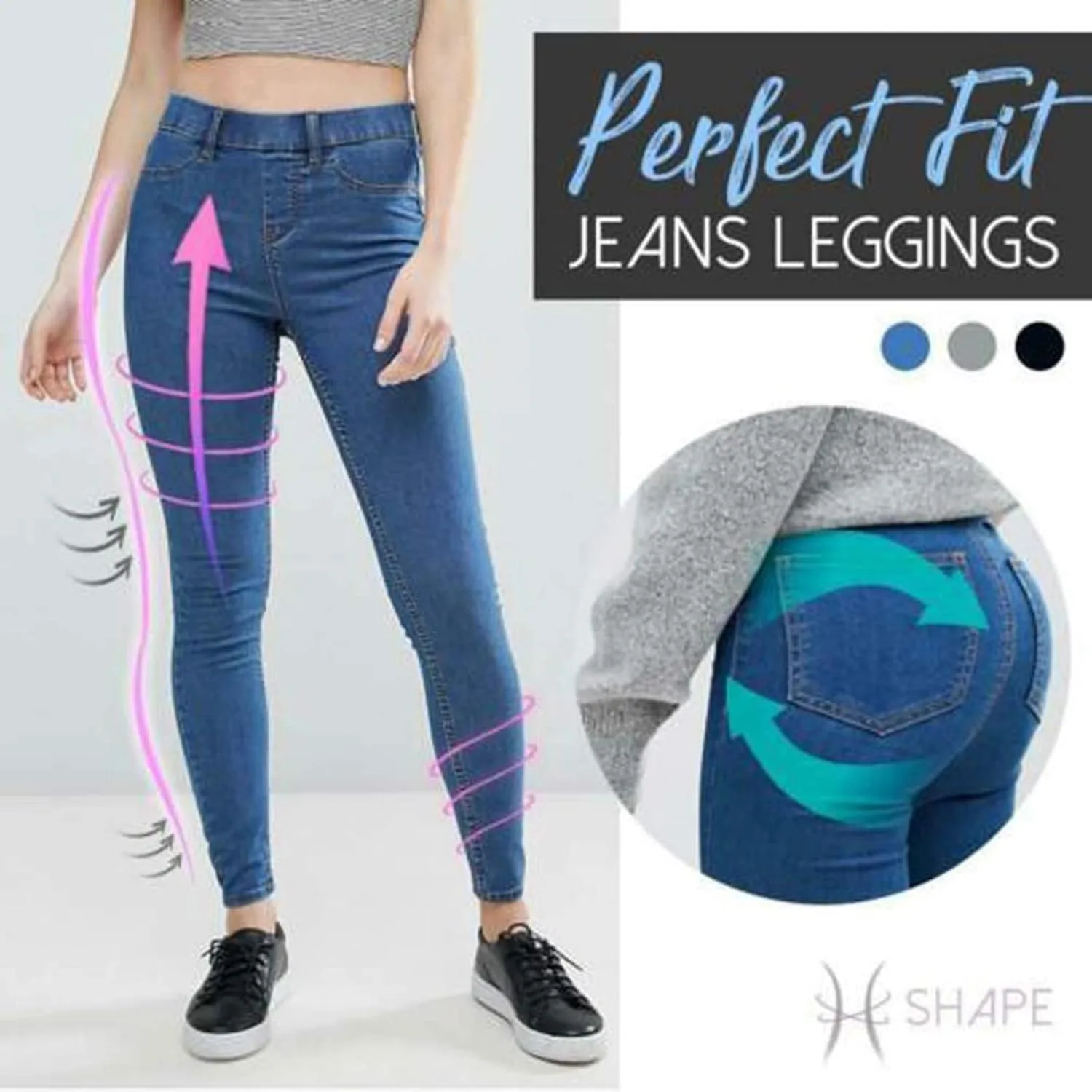 Denim Leggings  Thermal Fleece Denim Jeggings, Premium Stretch Soft High Waisted Jeggings for Women Denim Leggings