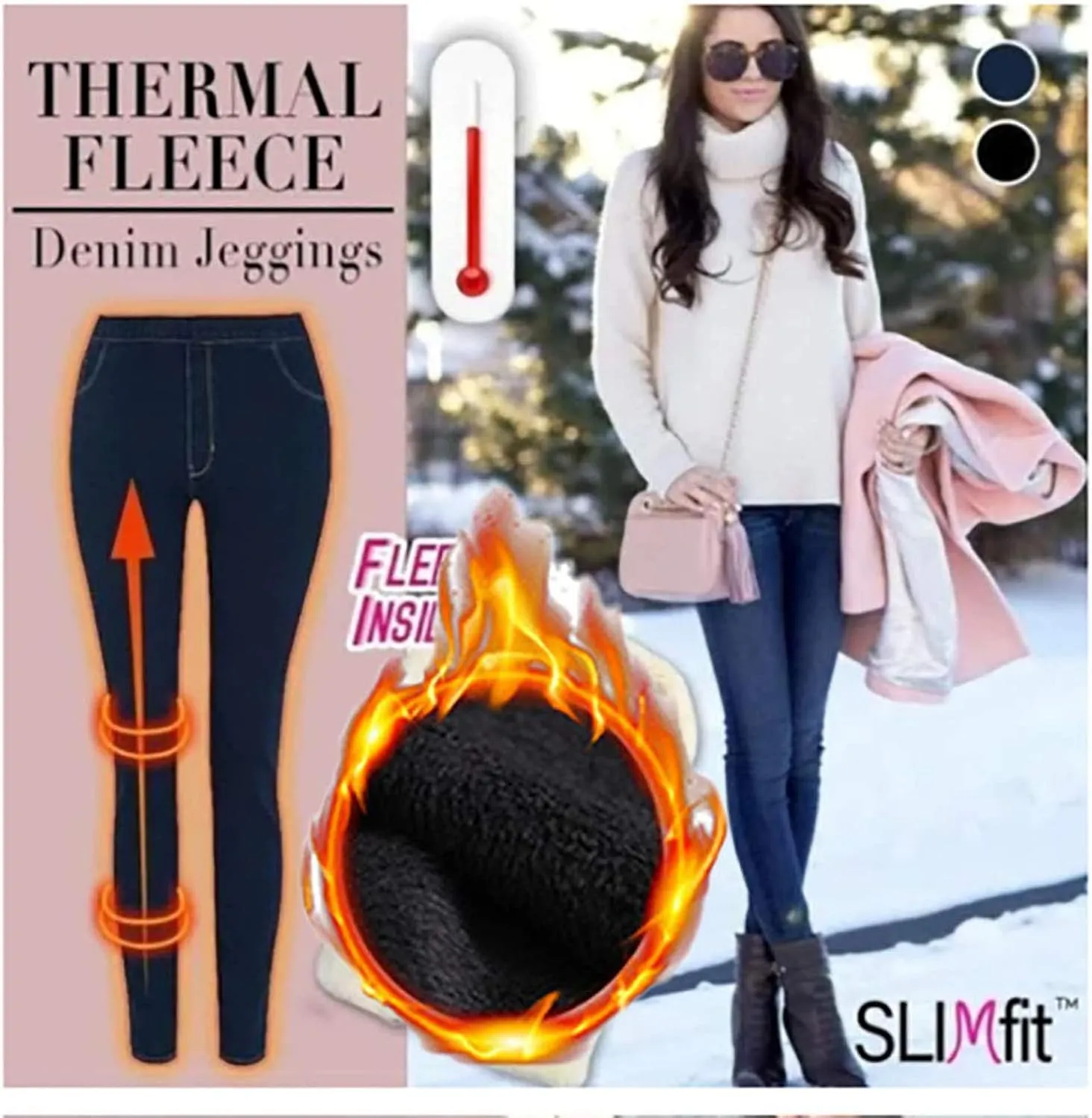 Denim Leggings  Thermal Fleece Denim Jeggings, Premium Stretch Soft High Waisted Jeggings for Women Denim Leggings