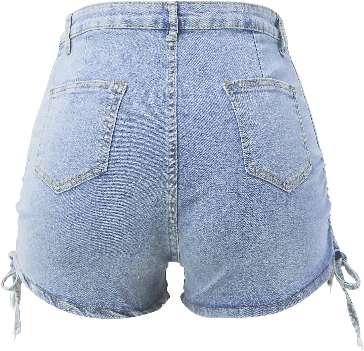 Denim Shorts Women Women's Summer Denim High Waisted Drawstring Jeans Shorts with Pockets
