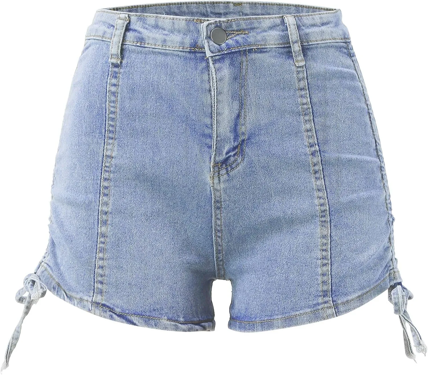 Denim Shorts Women Women's Summer Denim High Waisted Drawstring Jeans Shorts with Pockets