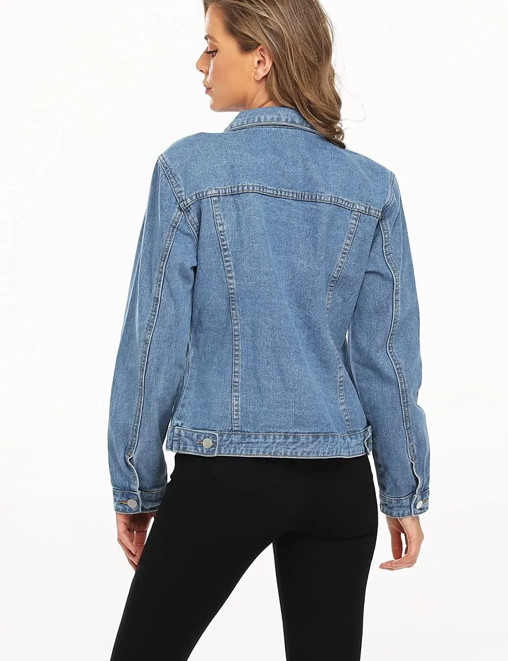 Dilgul Women's Denim Jacket Casual Long Sleeve Basic Button Down Denim Jean Jacket